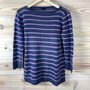 Talbots‎ Sweater Womens Large Linen Striped Boat Neck 3/4 Sleeve Preppy